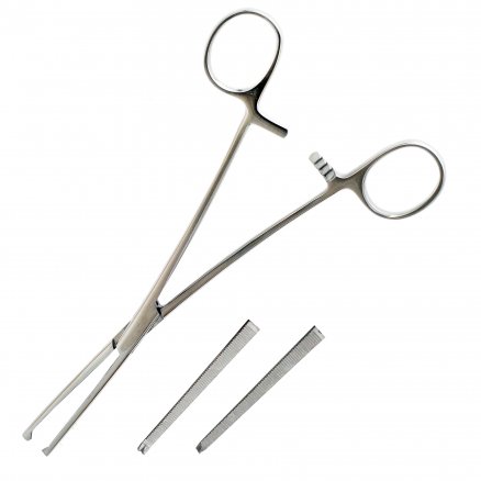 Затискач кровоспинний, по Ochsner-Kocher, одно- і двозубий, зубчатий, прямий №3. Довжина 20,0 см